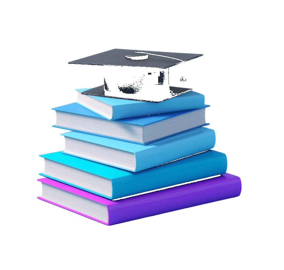 Graduation cap on stack of books